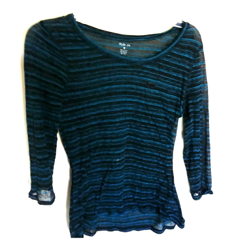 Airy fabric striped cotton/polyester blend